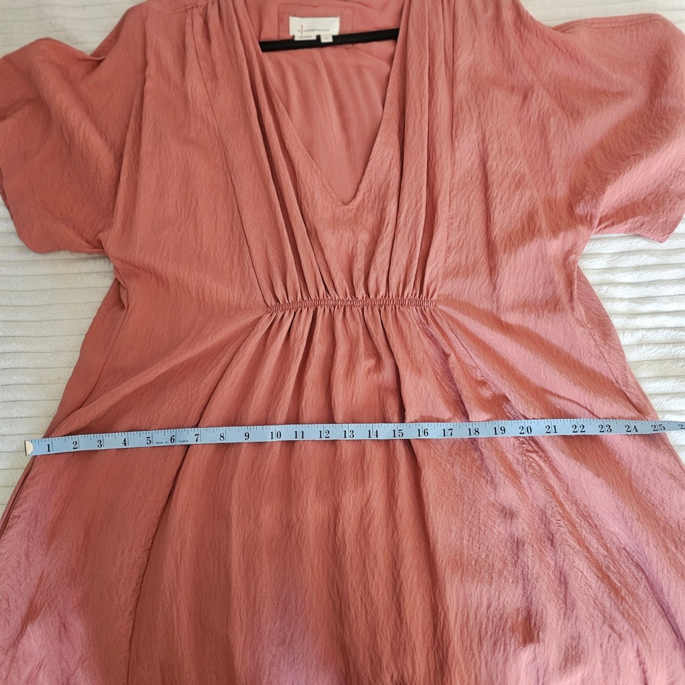By Anthropologie V-Neck Waistless Maxi Somerset‎ XL Terracotta Rose Crinkle Boho - Picture 13 of 14